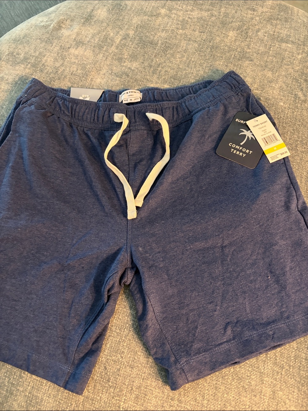 Navy Blue Drawstring Terry Shorts